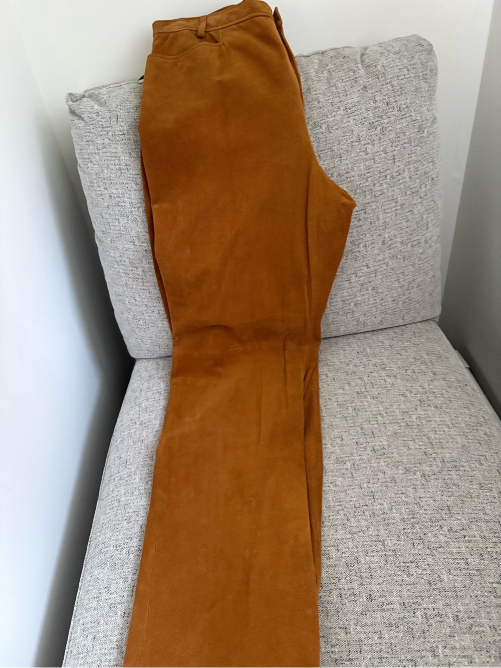 Women Suede Brown Pants - Picture 4 of 5
